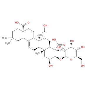 Olean-12-ene-23,28-dioic acid, 3-(β-D-glucopyranosyloxy)-2,27-dihydroxy-, (2β,3β,4α)-