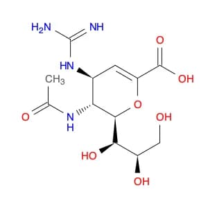 D-glycero-D-galacto-Non-2-enonic acid, 5-(acetylamino)-4-[(aminoiminomethyl)amino]-2,6-anhydro-3,4…