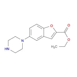 2-Benzofurancarboxylic acid, 5-(1-piperazinyl)-, ethyl ester
