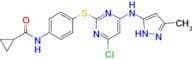 N-(4-((4-Chloro-6-((5-methyl-1H-pyrazol-3-yl)amino)pyrimidin-2-yl)thio)phenyl)cyclopropanecarboxam…
