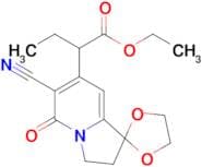 Ethyl 2-(6-cyano-5-oxo-2,3-dihydro-5H-spiro[indolizine-1,2'-[1,3]dioxolan]-7-yl)butanoate