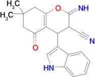 2-imino-4-(1H-indol-3-yl)-7,7-dimethyl-5-oxo-3,4,5,6,7,8-hexahydro-2H-1-benzopyran-3-carbonitrile