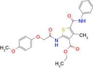 Ethyl 2-(2-(4-methoxyphenoxy)acetamido)-4-methyl-5-(phenylcarbamoyl)thiophene-3-carboxylate