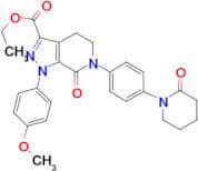 Ethyl 1-(4-methoxyphenyl)-7-oxo-6-(4-(2-oxopiperidin-1-yl)phenyl)-4,5,6,7-tetrahydro-1H-pyrazolo[3…