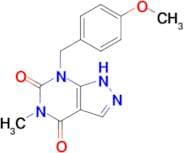 7-[(4-methoxyphenyl)methyl]-5-methyl-1H,4H,5H,6H,7H-pyrazolo[3,4-d]pyrimidine-4,6-dione