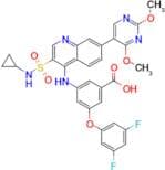 3-((3-(N-Cyclopropylsulfamoyl)-7-(2,4-dimethoxypyrimidin-5-yl)quinolin-4-yl)amino)-5-(3,5-difluoro…