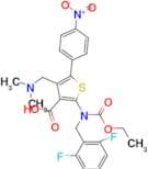 2-((2,6-Difluorobenzyl)(ethoxycarbonyl)amino)-4-((dimethylamino)methyl)-5-(4-nitrophenyl)thiophene…