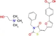 2-Hydroxy-N,N,N-trimethylethan-1-aminium (Z)-4-(5-((3-benzyl-4-oxo-2-thioxothiazolidin-5-ylidene)m…