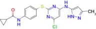 N-(4-((4-Chloro-6-((5-methyl-1H-pyrazol-3-yl)amino)pyrimidin-2-yl)thio)phenyl)cyclopropanecarboxam…