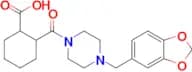 2-(4-(Benzo[d][1,3]dioxol-5-ylmethyl)piperazine-1-carbonyl)cyclohexane-1-carboxylic acid