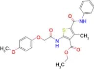 Ethyl 2-(2-(4-methoxyphenoxy)acetamido)-4-methyl-5-(phenylcarbamoyl)thiophene-3-carboxylate