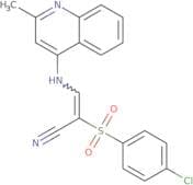 2-((4-chlorophenyl)sulfonyl)-3-((2-methyl(4-quinolyl))amino)prop-2-enenitrile