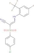2-((4-chlorophenyl)sulfonyl)-3-((4-fluoro-2-(trifluoromethyl)phenyl)amino)prop-2-enenitrile