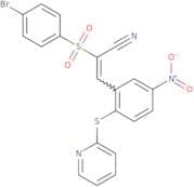 2-((4-bromophenyl)sulfonyl)-3-(5-nitro-2-(2-pyridylthio)phenyl)prop-2-enenitrile