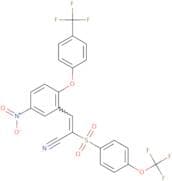 3-(5-nitro-2-(4-(trifluoromethyl)phenoxy)phenyl)-2-((4-(trifluoromethoxy)phenyl)sulfonyl)prop-2-en…