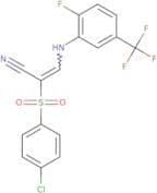 2-((4-chlorophenyl)sulfonyl)-3-((2-fluoro-5-(trifluoromethyl)phenyl)amino)prop-2-enenitrile