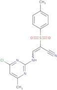 3-((6-chloro-4-methylpyrimidin-2-yl)amino)-2-((4-methylphenyl)sulfonyl)prop-2-enenitrile