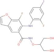 N-((1,3-Dihydroxypropan-2-yl)oxy)-7-fluoro-6-((2-fluoro-4-iodophenyl)amino)benzofuran-5-carboxamide