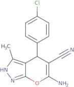 6-Amino-4-(4-chlorophenyl)-3-methyl-1,4-dihydropyrano[2,3-c]pyrazole-5-carbonitrile