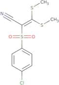 2-((4-chlorophenyl)sulfonyl)-3,3-dimethylthioprop-2-enenitrile
