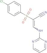 2-((4-chlorophenyl)sulfonyl)-3-(pyrimidin-2-ylamino)prop-2-enenitrile