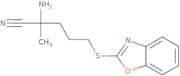2-Amino-5-(1,3-benzoxazol-2-ylsulfanyl)-2-methylpentanenitrile