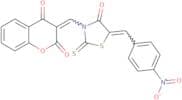 3-[[5-[(4-Nitrophenyl)methylidene]-4-oxo-2-sulfanylidene-1,3-thiazolidin-3-yl]methylidene]chromene…