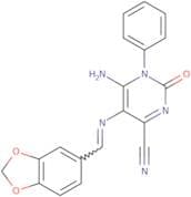 5-(1-aza-2-benzo[3,4-d]1,3-dioxolen-5-ylvinyl)-4-imino-2-oxo-3-phenyl-1H-1,3-diazine-6-carbonitrile