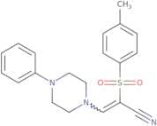 2-((4-methylphenyl)sulfonyl)-3-(4-phenylpiperazinyl)prop-2-enenitrile