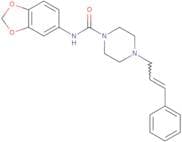 N-benzo[3,4-d]1,3-dioxolan-5-yl(4-(3-phenylprop-2-enyl)piperazinyl)formamide