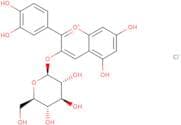2-(3,4-Dihydroxyphenyl)-3-(β-D-glucopyranosyloxy)-5,7-dihydroxy-1-benzopyrylium chloride