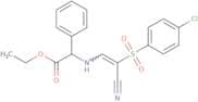 ethyl 2-((2-((4-chlorophenyl)sulfonyl)-2-nitrilovinyl)amino)-2-phenylacetate