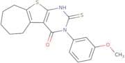 4-(3-Methoxyphenyl)-5-sulfanyl-8-thia-4,6-diazatricyclo[7.5.0.0,2,7]tetradeca-1(9),2(7),5-trien-3-…