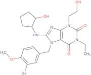7-(3-Bromo-4-methoxybenzyl)-1-ethyl-8-(((1R,2R)-2-hydroxycyclopentyl)amino)-3-(2-hydroxyethyl)-3,7…