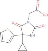 2-[4-Cyclopropyl-2,5-dioxo-4-(thiophen-2-yl)imidazolidin-1-yl]acetic acid