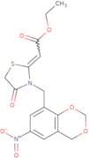 Ethyl 2-{3-[(6-nitro-2,4-dihydro-1,3-benzodioxin-8-yl)methyl]-4-oxo-1,3-thiazolidin-2-ylidene}acet…
