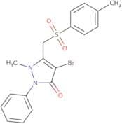 4-bromo-2-methyl-3-(((4-methylphenyl)sulfonyl)methyl)-1-phenyl-3-pyrazolin-5-one