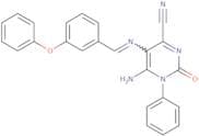 5-(1-aza-2-(3-phenoxyphenyl)vinyl)-4-imino-2-oxo-3-phenyl-1H-1,3-diazine-6-carbonitrile