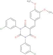 1,3-bis(3-chlorophenyl)-5-((3,4-dimethoxyphenyl)methylene)-1,3-diazaperhydroine-2,4,6-trione