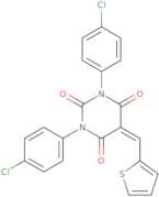 1,3-bis(4-chlorophenyl)-5-(2-thienylmethylene)-1,3-diazaperhydroine-2,4,6-trione