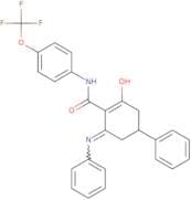 (2-oxo-4-phenyl-6-(phenylamino)cyclohex-1-enyl)-N-(4-(trifluoromethoxy)phenyl)formamide