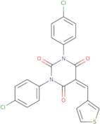 1,3-bis(4-chlorophenyl)-5-(3-thienylmethylene)-1,3-diazaperhydroine-2,4,6-trione