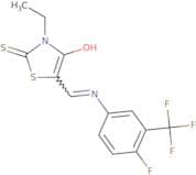 3-ethyl-5-(((4-fluoro-3-(trifluoromethyl)phenyl)amino)methylene)-2-thioxo-1,3-thiazolidin-4-one