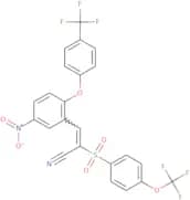 3-(5-nitro-2-(4-(trifluoromethyl)phenoxy)phenyl)-2-((4-(trifluoromethoxy)phenyl)sulfonyl)prop-2-en…