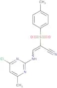 3-((6-chloro-4-methylpyrimidin-2-yl)amino)-2-((4-methylphenyl)sulfonyl)prop-2-enenitrile