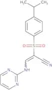 2-((4-(isopropyl)phenyl)sulfonyl)-3-(pyrimidin-2-ylamino)prop-2-enenitrile