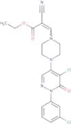 Ethyl 3-(4-(5-chloro-1-(3-chlorophenyl)-6-oxo-1,6-dihydro-4-pyridazinyl)piperazino)-2-cyanoacrylate