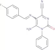 5-(1-Aza-2-(4-fluorophenyl)vinyl)-4-imino-2-oxo-3-phenyl-1H-1,3-diazine-6-carbonitrile
