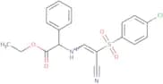 ethyl 2-((2-((4-chlorophenyl)sulfonyl)-2-nitrilovinyl)amino)-2-phenylacetate