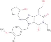 7-(3-Bromo-4-methoxybenzyl)-1-ethyl-8-(((1R,2R)-2-hydroxycyclopentyl)amino)-3-(2-hydroxyethyl)-3,7…
